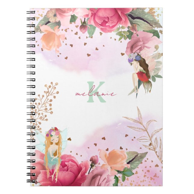 Pink Flowers And Fairies Teacher Notebook (Front)