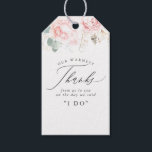 Pink Flowers and Gold Greenery Elegant Wedding Gift Tags<br><div class="desc">Soft pink floral wedding tags</div>