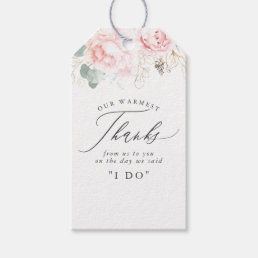 Pink Flowers and Gold Greenery Elegant Wedding Gift Tags