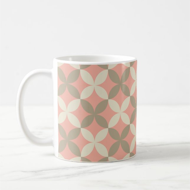 pink flowers and gray leaves patterned coffee mug (Left)