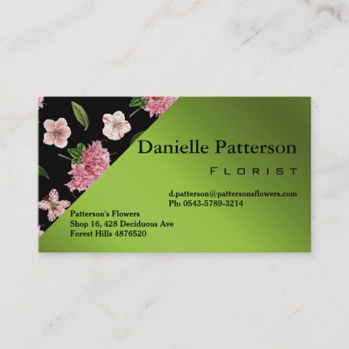 Pink Flowers and Green Florist