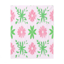 Pink flowers and green leaves seamless pattern