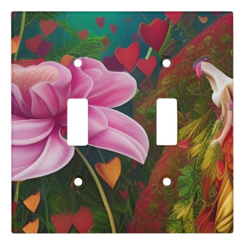 Pink Flowers and Hearts   Light Switch Cover