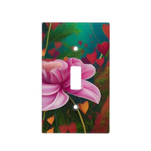 Pink Flowers and Hearts    Light Switch Cover