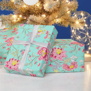 Pink Flowers And Hummingbird Wrapping Paper