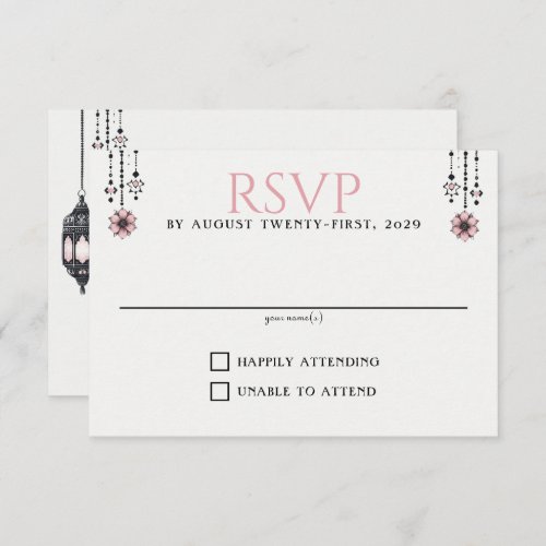 Pink Flowers and Lanterns RSVP Card