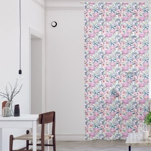 Pink flowers and orchid. sheer curtains