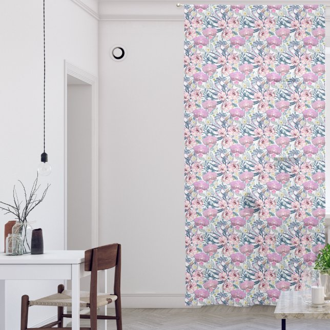 Pink flowers and orchid.  sheer curtains (Living Room)