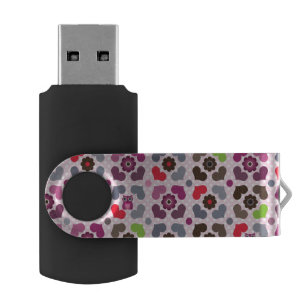 pink flowers and owls pattern flash drive