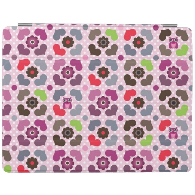 pink flowers and owls pattern iPad smart cover (Horizontal)