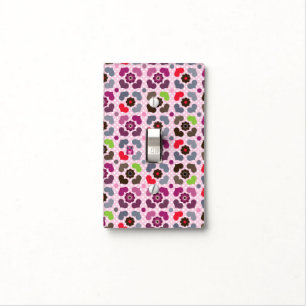 pink flowers and owls pattern light switch cover