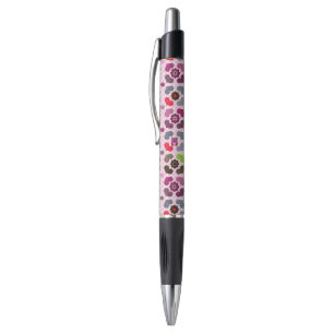 pink flowers and owls pattern pen