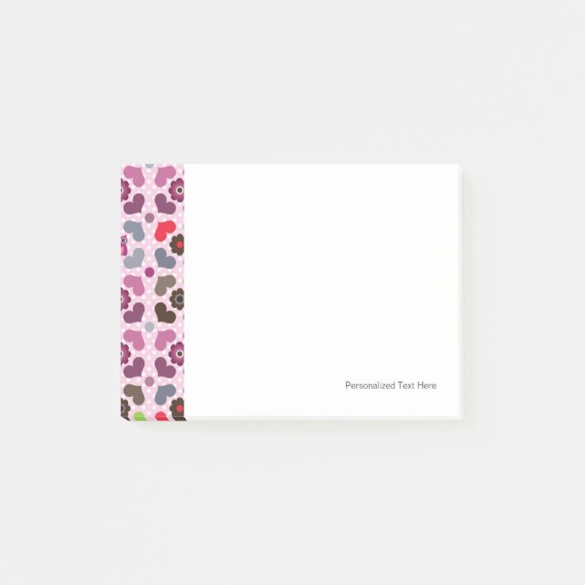pink flowers and owls pattern post-it notes (Front)