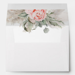 Pink Flowers and Sage Greenery Elegant Soft Boho E Envelope