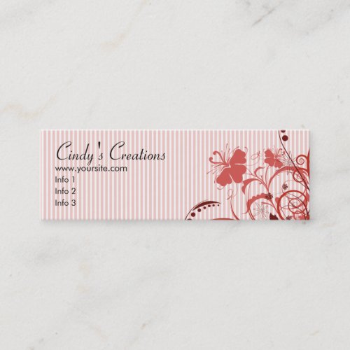 Pink Flowers and Stripes Business Card