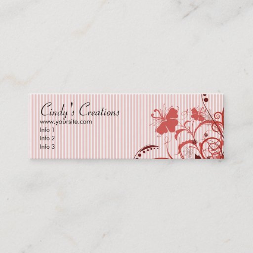 Customizable Pink Flowers and Stripes Business Card