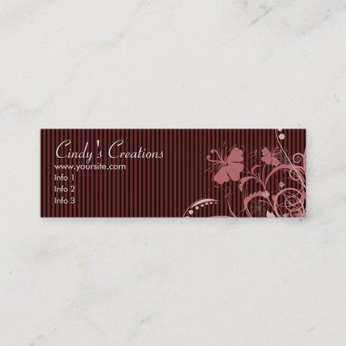Pink Flowers and Stripes Business Card