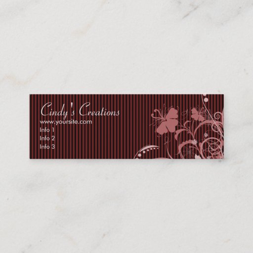 Customizable Pink Flowers and Stripes Business Card