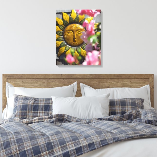 Pink Flowers and Sun - Martha's Vineyard Canvas Print (Insitu(Bedroom))