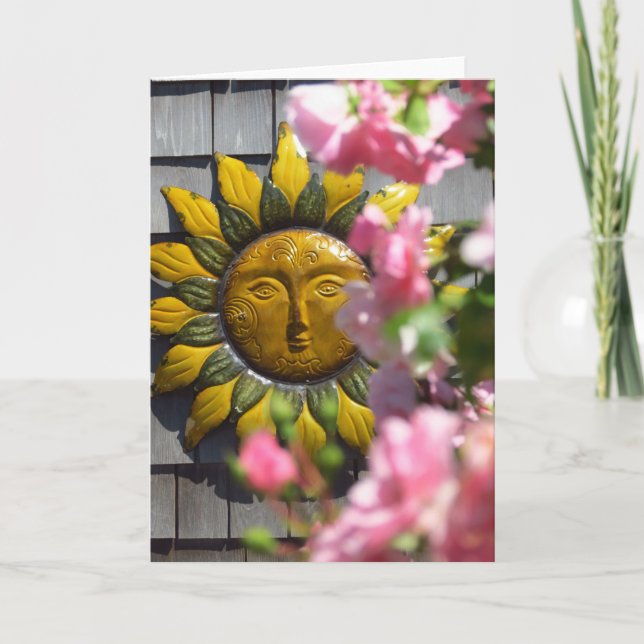 Pink Flowers and Sun - Martha's Vineyard Card (Front)
