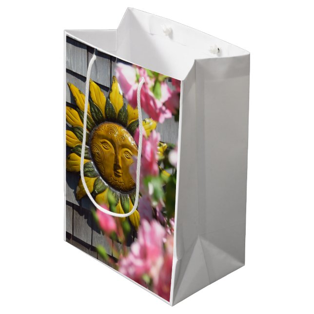 Pink Flowers and Sun - Martha's Vineyard Medium Gift Bag (Front Angled)
