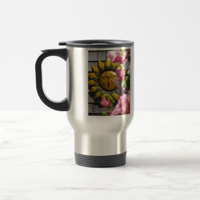 Pink Flowers and Sun - Martha's Vineyard Travel Mug (Left)
