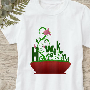 Pink Flowers And Vines Bold Text T-Shirt