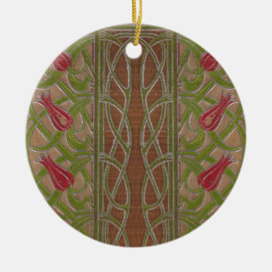 Pink Flowers art nouveau book cover ornament