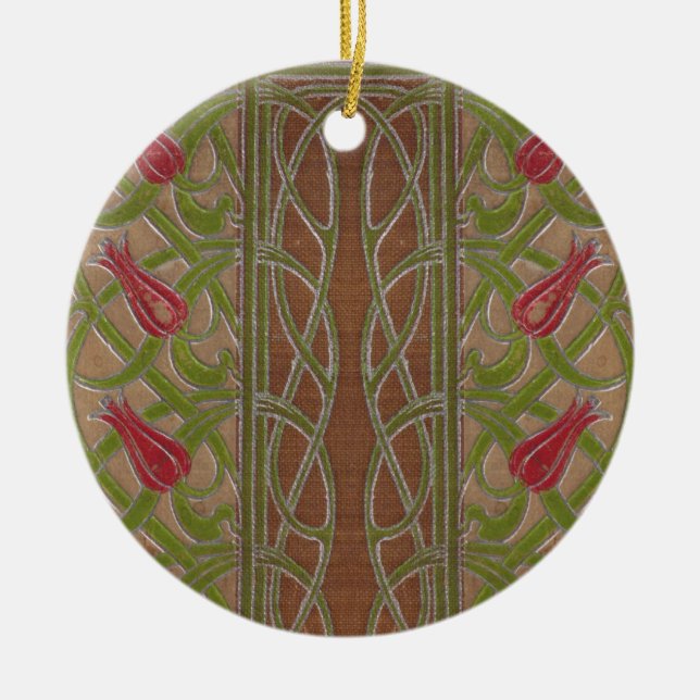 Pink Flowers art nouveau book cover ornament (Front)