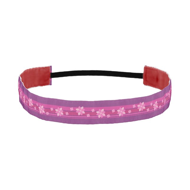 Pink Flowers Athletic Headband (Front)