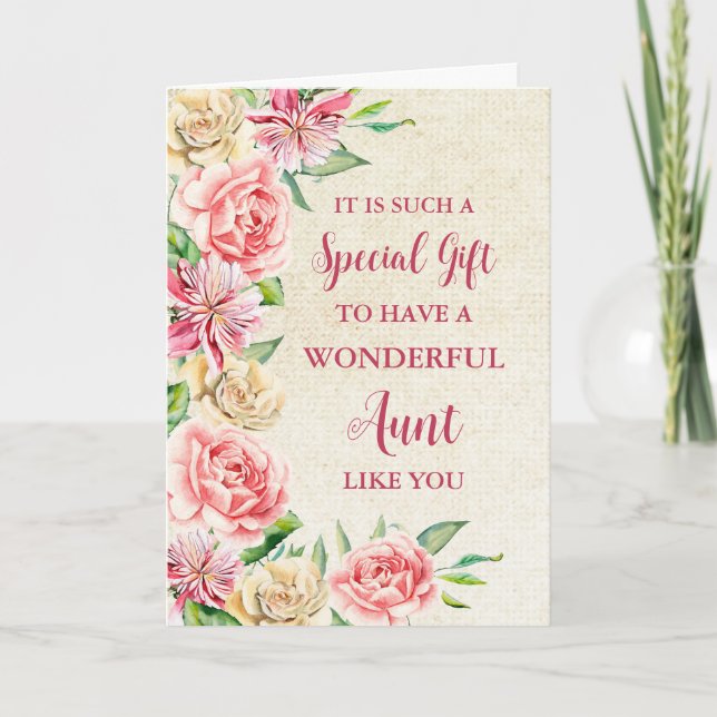 Pink Flowers Aunt Happy Mother's Day Card (Front)