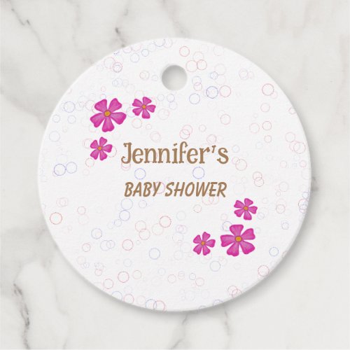 Pink Flowers Baby Girl Favor Tags