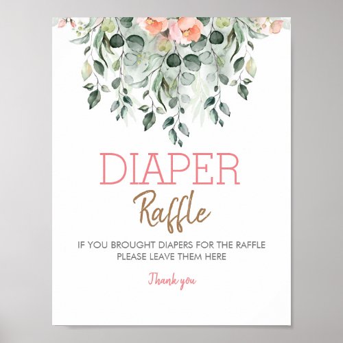 Pink Flowers Baby Shower Fully Customizable Sign