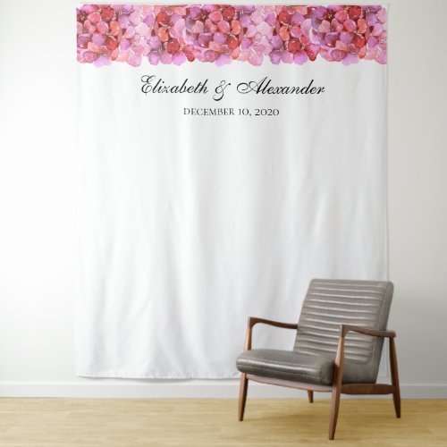 Pink flowers backdrop Floral wedding background Tapestry