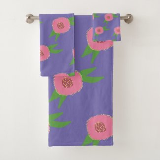 Pink  Flowers  Bath Towel Set