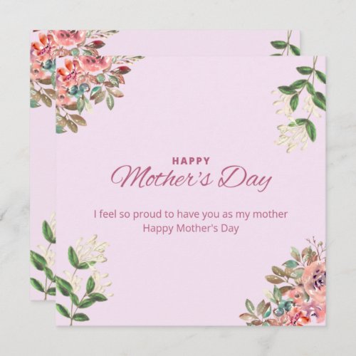 Pink Flowers Best Mom Ever Mothers Day Photo Holi Holiday Card