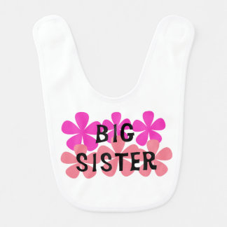 Pink Flowers Big Sister Bib