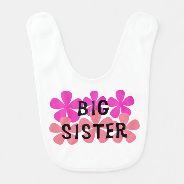 Pink Flowers Big Sister Bib (Front)