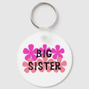 Pink Flowers Big Sister Keychain