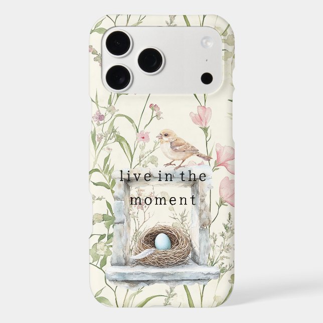 Pink Flowers Bird Egg in Nest Case-Mate iPhone Case (Back)
