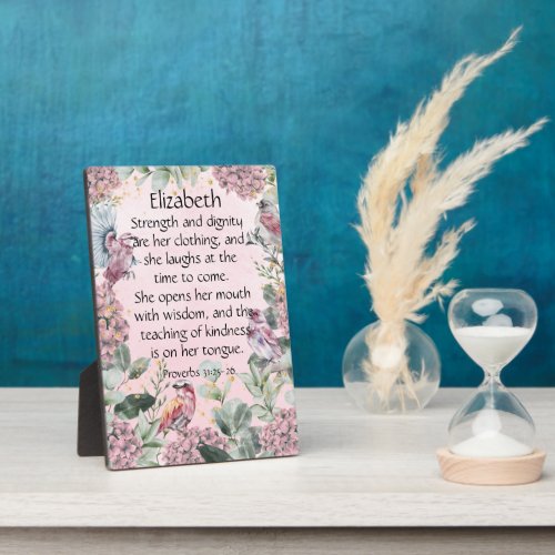  Pink Flowers Birds Proverbs 31 Scripture for Her  Plaque