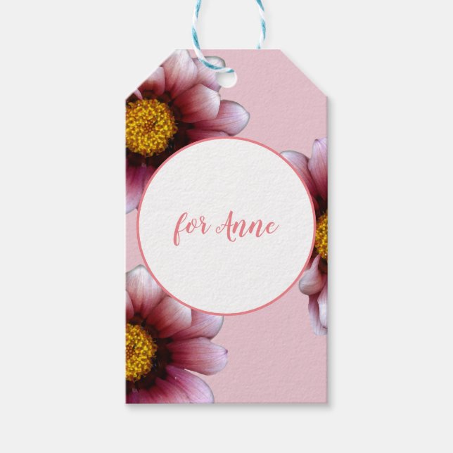 Pink Flowers Blossom  Custom Gift Tag (Front)