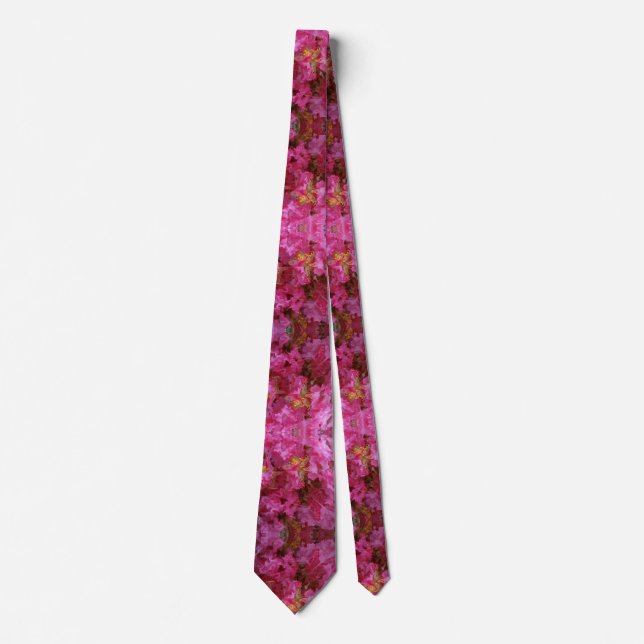 Pink Flowers Blossoms Neck Tie (Front)