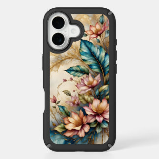 Pink Flowers Blue Green Leaf Garden Floral iPhone 16 Case