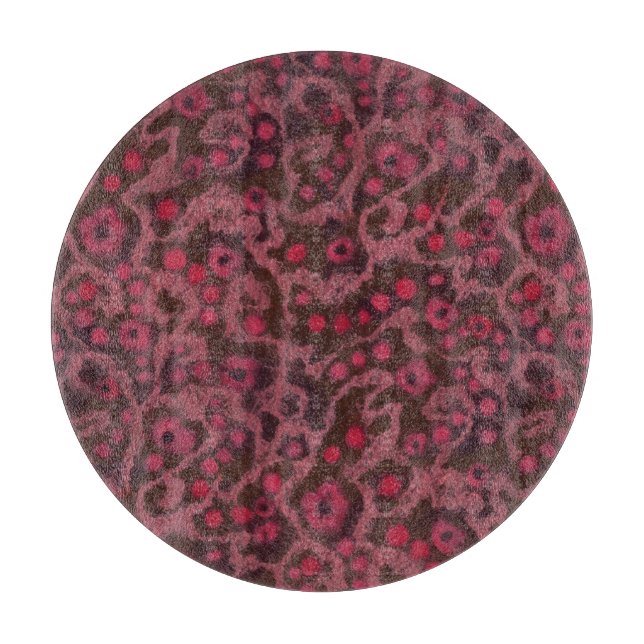 Pink Flowers, Blush Curves, fiber art felt pattern Cutting Board (Front)