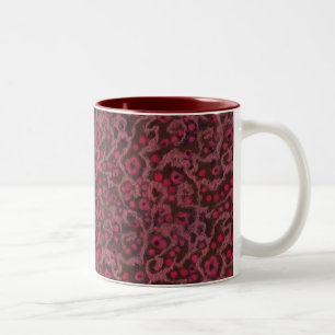 Pink Flowers, Blush Curves, fiber art felt pattern Two-Tone Coffee Mug