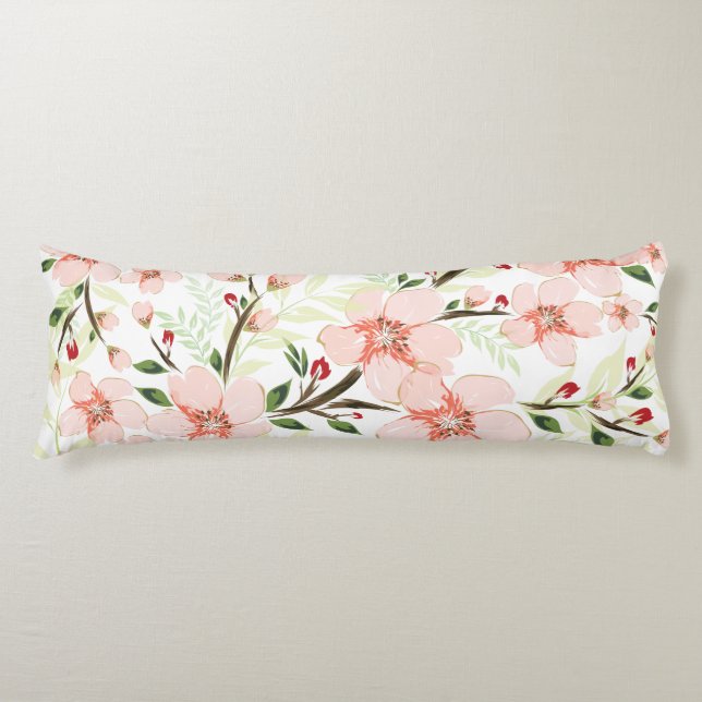Pink flowers body pillow (Front)