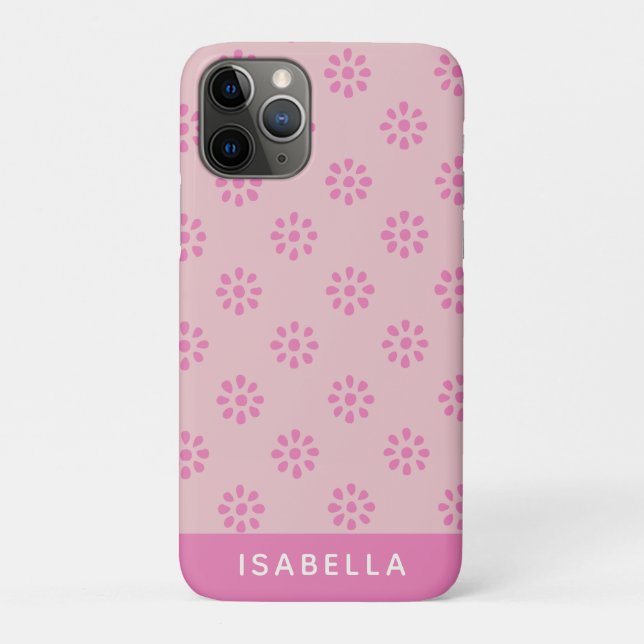 Pink Flowers Boho Aesthetic Pattern Personalized Case-Mate iPhone Case (Back)