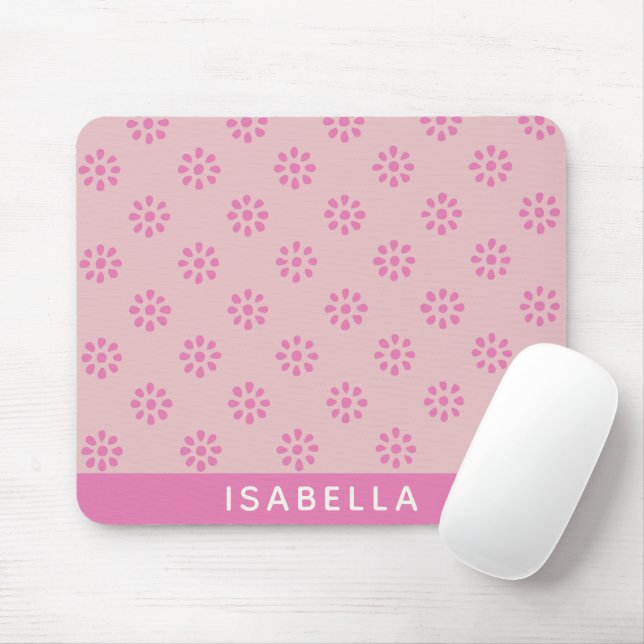 Pink Flowers Boho Aesthetic Pattern Personalized Mouse Pad (With Mouse)