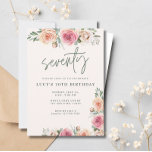 Pink Flowers Boho Elegant 70th Birthday Party Invitation<br><div class="desc">Make your 70th birthday unforgettable with our Pink Flowers Boho Elegant 70th Birthday Party Invitation! This chic and elegant invitation features delicate pink flowers and a boho-inspired design, perfect for celebrating this milestone occasion in style. Personalize the invitation with your name and party details for a custom touch. Whether you're...</div>